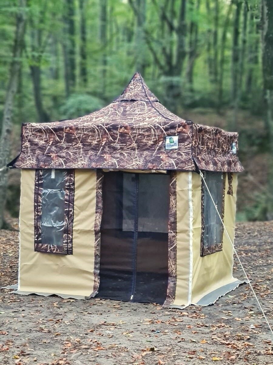 2X2 TENTE / ÇADIR - 30 mm iskelet (SAZ DESEN KAMUFLAJ - K.BEJ) BAGAJ BOY